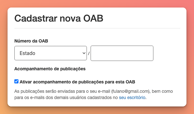 Cadastro de OABs